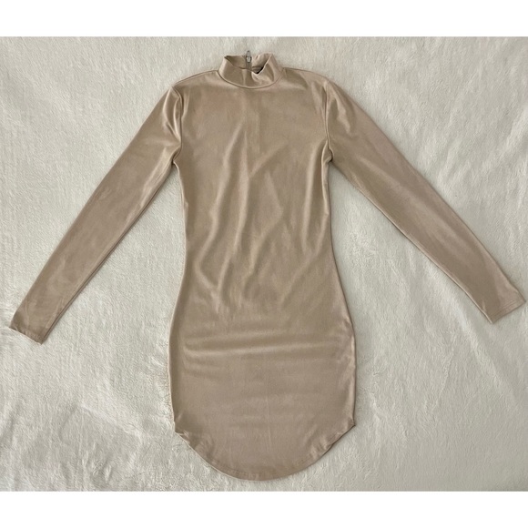 Long Sleeve Faux Suede Bodycon Dress - Picture 1 of 1